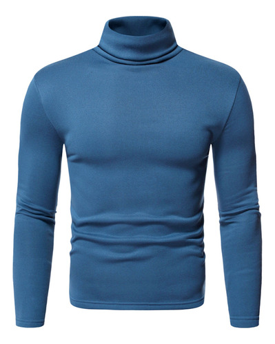 Jersey De Forro Polar S, Cuello Alto, Color Liso, Manga Larg