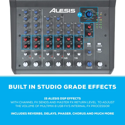 Mezclador Alesis Multimix 8 Usb Fx 8 Canales Con Efectos Int