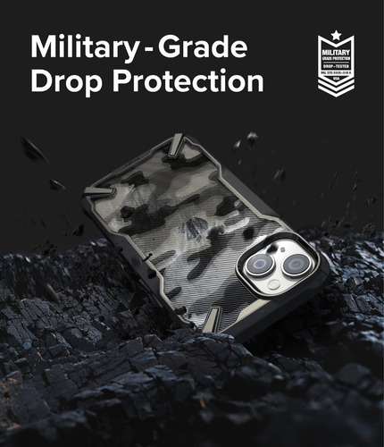 Funda Ringke Fusion X Camo Para iPhone 14 De 6.1 Design Color Camo Black (camuflado Con Bordes Negro) iPhone 14 6,1