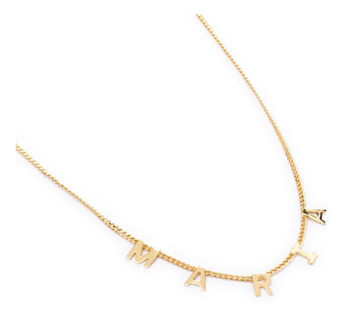 Collar Gargantilla Nombre Personalizable Niña Chapa Oro 18k Color Dorado