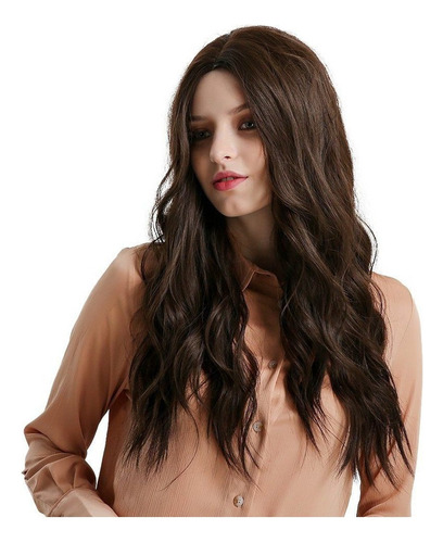 Peluca de cabello sintético Genérica Ladies Brown Wig de 66cm tono castaño oscuro