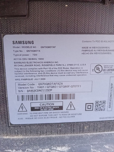 Fuente Tv Samsung Mod Qn70q6d (Usado)