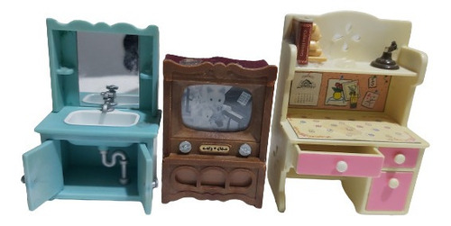Epoch Sylvanian Families Mini Muebles Calico Critters Lote 7 (Usado)