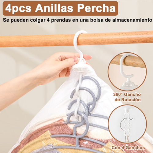 Bolsa Al Vacio Colgar Ropa Reutilizable Bomba Eléctrica 6pzs