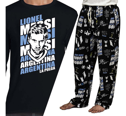 Conjunto Pijama Messi Remera Manga Larga Pantalón 2