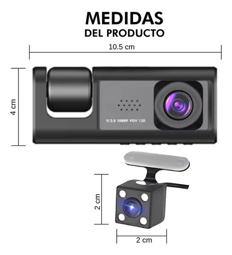 Camara Auto Dvr Frontal Y Trasera Estacionamiento Hd 1080p