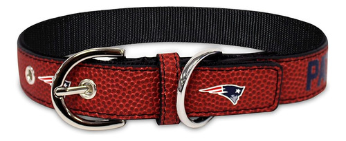 Pets First Tough Leather Pet Collar Nfl New England Patriots
