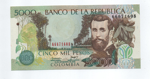 Billete De Colombia 5000 Pesos 2008
