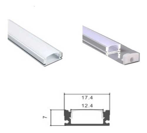 Perfil De Aluminio Para Led 1mt - Tipo U - Con Tapa