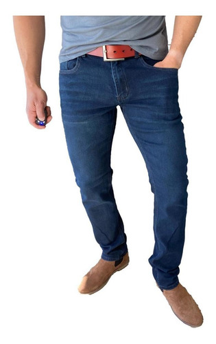 Imagen 2 de 7 de Pantalón Tela Jeans Straight Fit Azul Oscuro