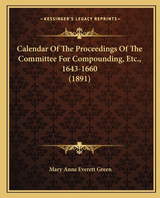 Libro Calendar Of The Proceedings Of The Committee For Co...