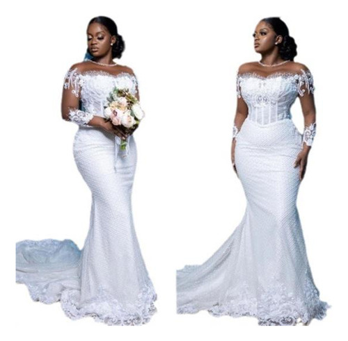 Vestidos De Noiva Com Cauda De Peixe E Renda De Um Ombro Só