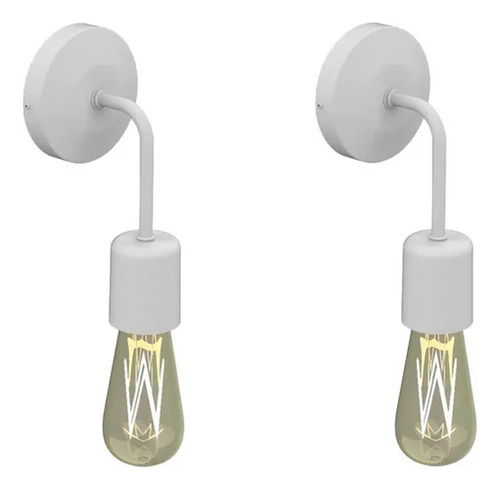 Pack X2 Lampara Aplique Pared Vintage Blanco Pera 7w E27 Led