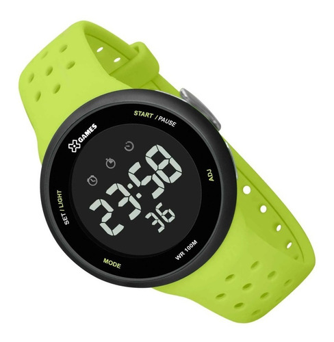 Relogio Masculino Preto X-games Digital Pulseira Verde Xmppd