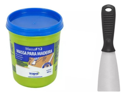 Massa Reparar Madeira Imbuia Viapol 400g + Espátula 2  Inox