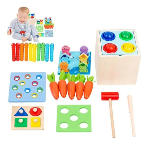 Juguete Montessori Cubo 5 En 1 Estimulacion Temprana 