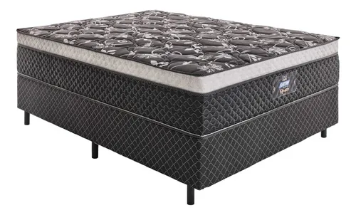 Colchon 2 Plazas Resortes Eurotop Opala Alta Densidad Color Negro