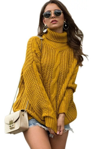 Jersey De Punto De Cuello Alto For Mujer Con Top Térmico