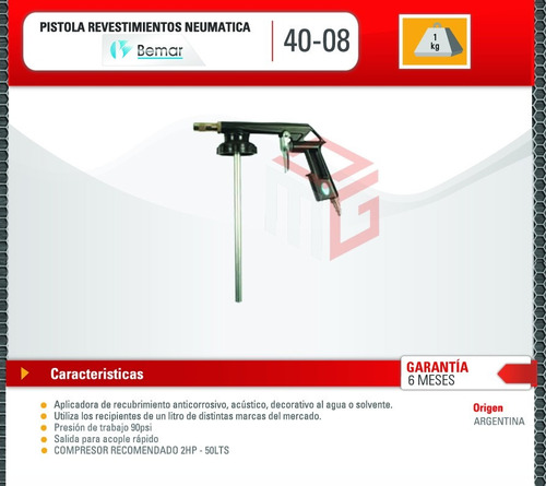 Pistola Neumatica Anticorrosivos Revestimiento Protex Bemar Dgm