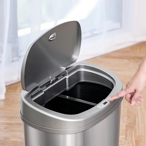 Cesto Tacho De Basura Automatico Eco Reciclaje Doble 50 Lts Color Acero Inoxidable