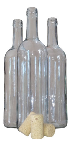 50 Botellas Vidrio 750ml C/corcho Estándar P/vino Msi