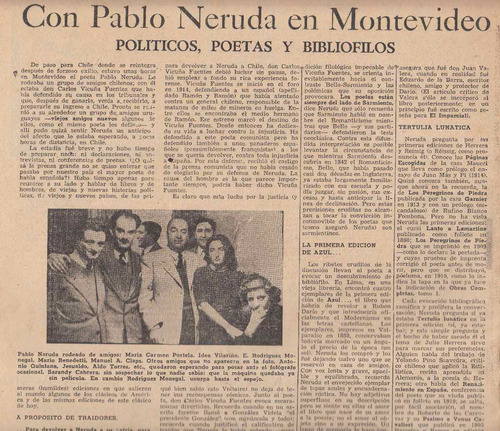 Con Pablo Neruda En Montevideo En Semanario Marcha 1952 Raro