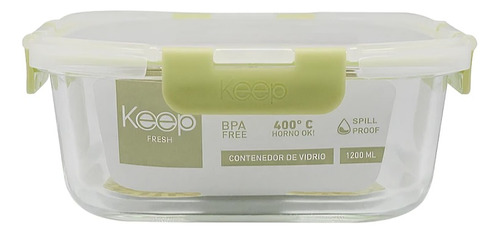 Hermetico Cuadrado 1200ml Glass Keep Color Verde
