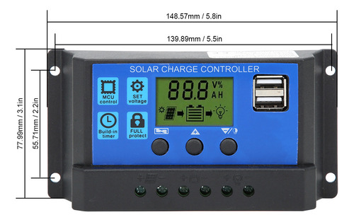 Controlador De Panel Solar Pantalla Lcd Control De Carga De