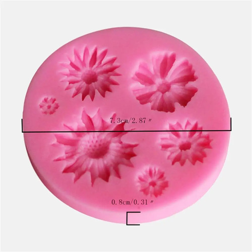 2pzas Molde De Silicona Con Diseño Floral Rosa