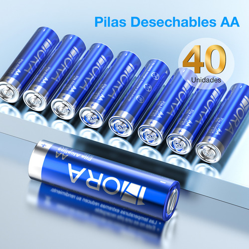 Pilas Aa Alcalinas Bateria 40 Unidades Larga Duración 1.5v