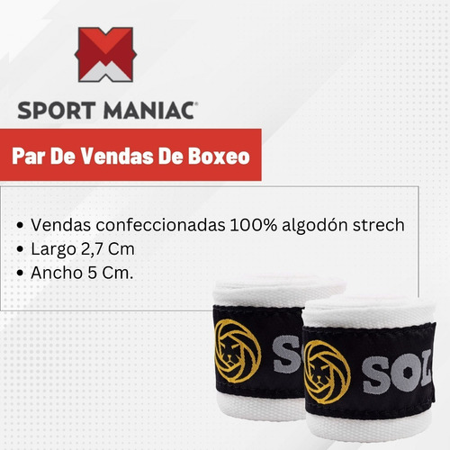 Imagen 6 de 8 de Kit Boxeo Sport Maniac Guantin, Bolsa 90cm, Venda, Soga