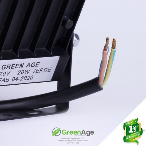 Refletor Led Verde Smd 20w Prova D'água Bivolt