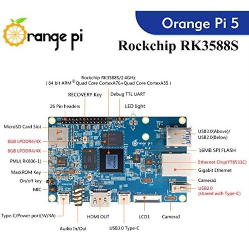 Orange Pi 5 16gb Rockchip Rk3588s Computadora De Placa Única