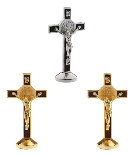 3 Uds Crucifijo Cristo Estatua Cruz Figurita Católica Coche