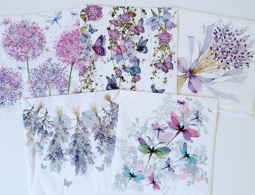 Servilletas Decoupage Mariposas Y Flores Lila Laura Craft