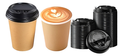 50 Vasos Para Cafe Vaso Kraft Vaso Polipapel Liso C/tapa 8oz Color Marrón claro / vaso doble pared 8oz