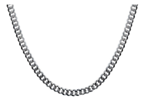 Cadena Cubana Diamantada Mujer Plata Italy 925 45 Cm X 4 Mm