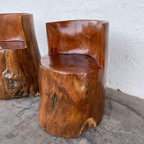 Par Banco De Tronco Maciço De Arvore Design Rustico Madeira (Usado)