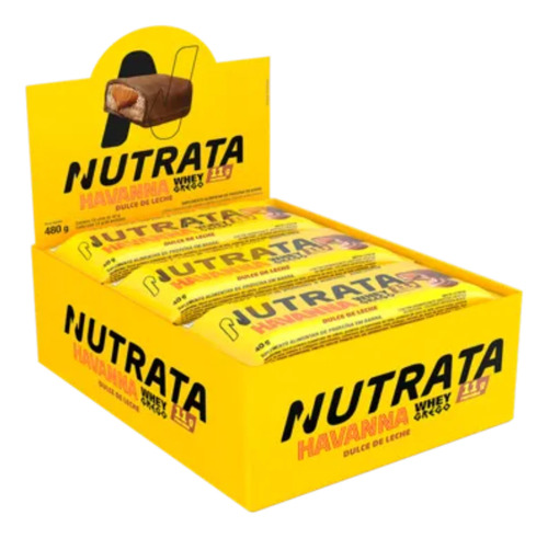 Suplemento Caixa Whey Grego Bar 40g Havanna 12 Unid Nutrata Sabor Doce De Leite