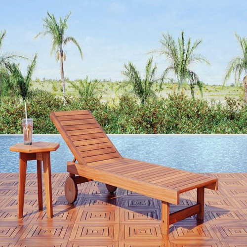Silla de piscina de madera maciza - Natural