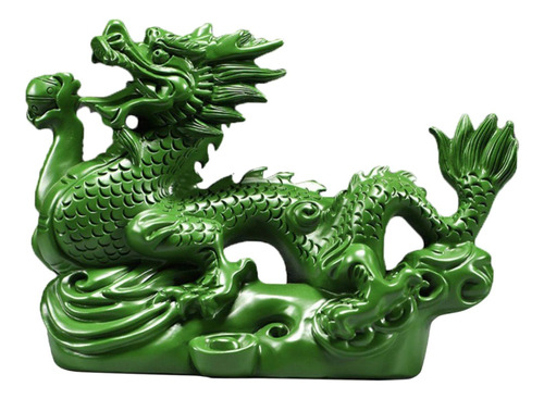 Figurita De Dragón Chino, Escultura De Madera Verde