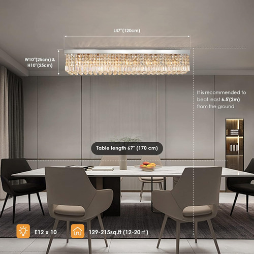 Siljoy Candelabro Rectangular, Moderno Candelabro De Cristal
