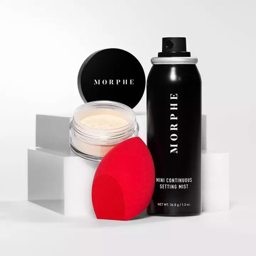 Morphe Kit De 3, Polvo Y Fijador Mini Esponja