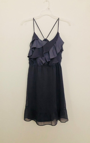 American Eagle Vestido De Chifon Con Olanes Azul Gris