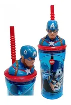 Comprar Vaso Infantil Con Tapa 3 D Y Sorbete Capitán América Cresko