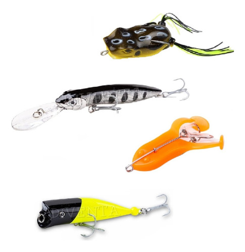 Imagen 1 de 1 de Set 4 Señuelos Colores Surtidos Ideal Tararira Dorado