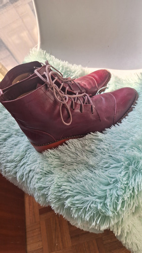 Botas Borcegos De Cuero Bordo (Usado)