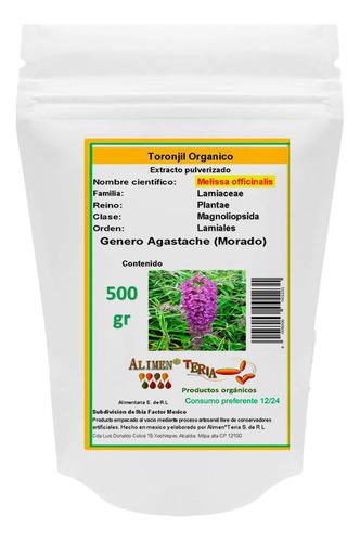  Toronjil +diente León +cardo Mariano Polvo 500g C/u