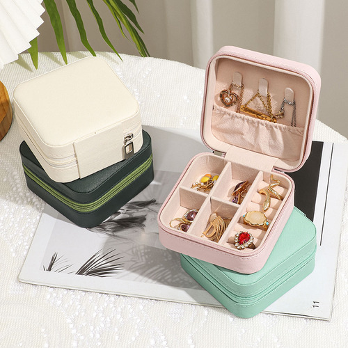 Caja De Almacenamiento De Joyas Portátil Coreana Pequeña Gri