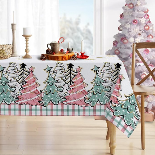 Mantel Rectangular Arboles Navidad 60 X 84 Pulgadas Diseño C